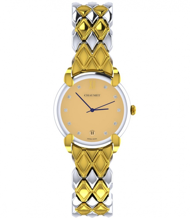 Chaumet elysees diamond quartz watch 18k yellow gold /ss white dial H0