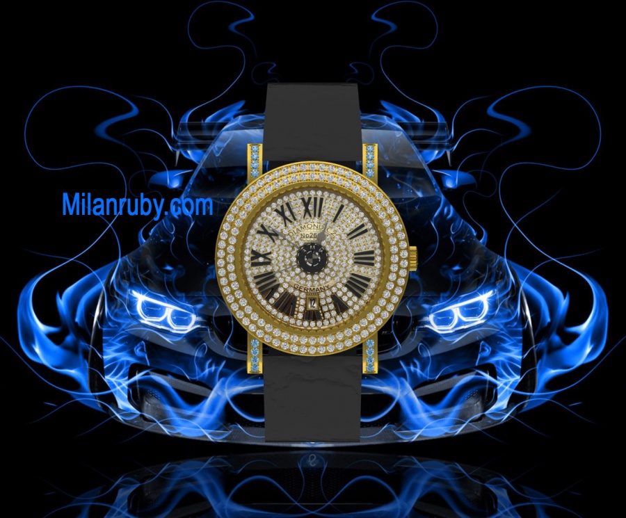 Bmw germany natural blue diamond watch quartz pvd g no2681 H0