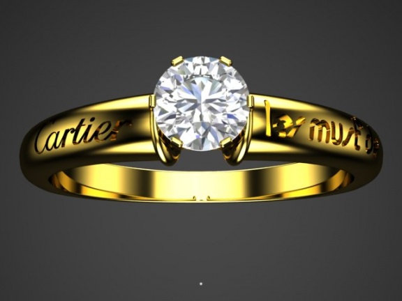Les must de cartier solitaire 18k star cut diamond band ring w /399 H0