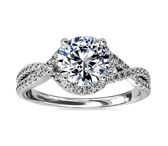Mrj twisted halo diamond engagement ring in 14k wg H0