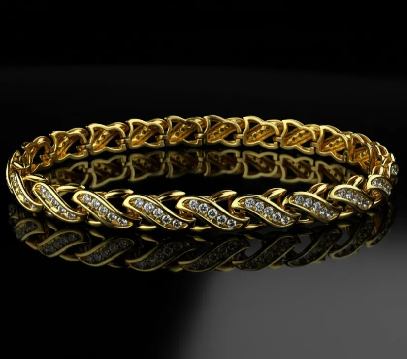 MRJ Beautiful  Diamond 1.0ct. t.w. Swirl Tennis Bracelet in 14k Gold