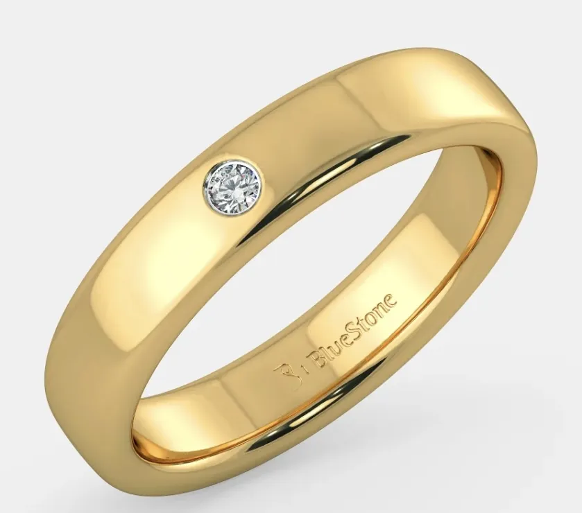Bluestone Collection Diamond Wedding Band Ring In 18Kt Yellow Gold