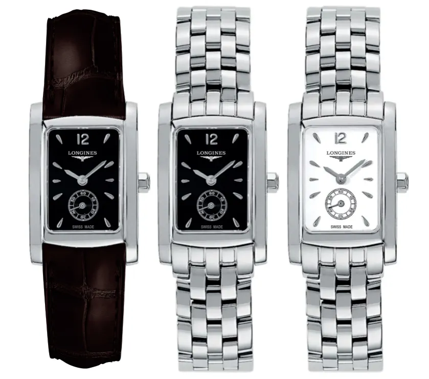 Longines DolceVita Black Dial Steel 20mm Rectangle Quartz Womens Watch